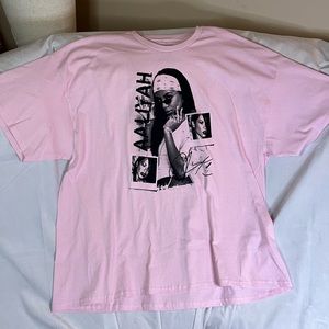 New Aaliyah Vintage Graphic R&B Singer Pop Short Sleeve T-Shirt Pink Tee Sz 4xl
